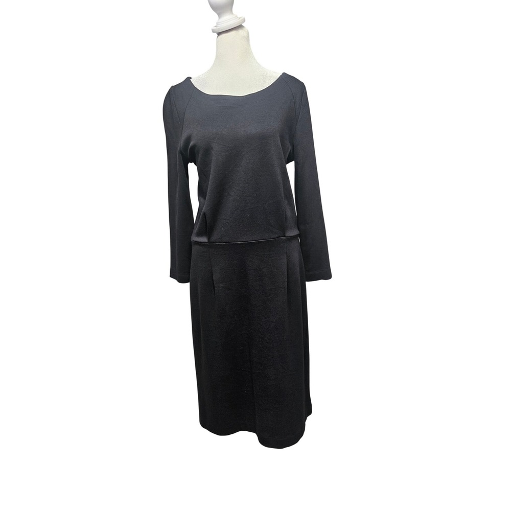 Gap Womens Black Ponte Knit Long Sleeve Bateau Neck Sheath Midi Dress Size 8